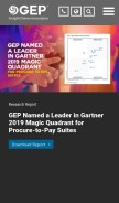 How gep.com looks like on a mobile device such as an iPhone.