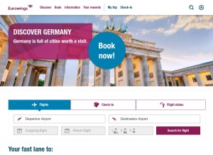 How germanwings.com looks like on a tablet such as an iPad.