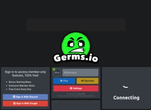 How germs.io looks like on a tablet such as an iPad.