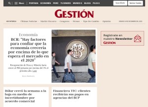 How gestion.pe looks like on a tablet such as an iPad.