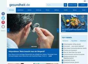 How gesundheit.de looks like on a tablet such as an iPad.