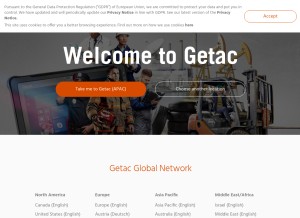 How getac.com looks like on a tablet such as an iPad.