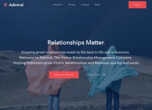 How getadmiral.com looks like on a tablet such as an iPad.