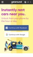 How getaround.com looks like on a mobile device such as an iPhone.