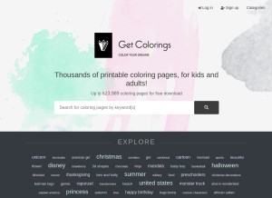 How getcolorings.com looks like on a tablet such as an iPad.
