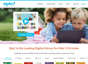 How getepic.com looks like on a tablet such as an iPad.