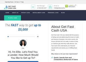 How getfastcashus.com looks like on a tablet such as an iPad.