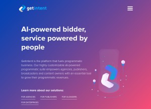 How getintent.net looks like on a tablet such as an iPad.