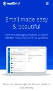 How getmailbird.com looks like on a mobile device such as an iPhone.
