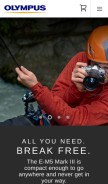 How getolympus.com looks like on a mobile device such as an iPhone.