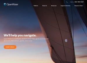 How getopenwater.com looks like on a tablet such as an iPad.