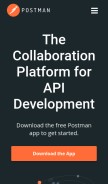 How getpostman.com looks like on a mobile device such as an iPhone.