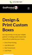How getprintedbox.com looks like on a mobile device such as an iPhone.