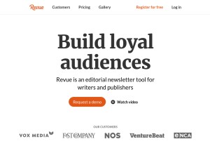 How getrevue.co looks like on a tablet such as an iPad.