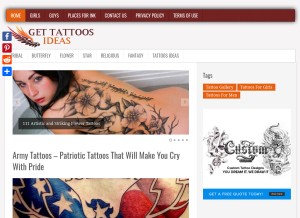 How gettattoosideas.com looks like on a tablet such as an iPad.