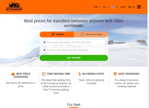 How gettransfer.com looks like on a tablet such as an iPad.