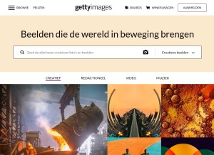 How gettyimages.be looks like on a tablet such as an iPad.