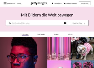 How gettyimages.ch looks like on a tablet such as an iPad.