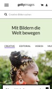 How gettyimages.de looks like on a mobile device such as an iPhone.
