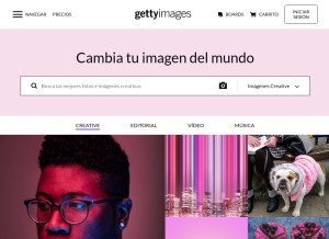 How gettyimages.es looks like on a tablet such as an iPad.