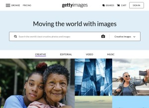 How gettyimages.fi looks like on a tablet such as an iPad.