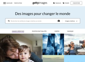 How gettyimages.fr looks like on a tablet such as an iPad.