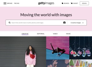 How gettyimages.ie looks like on a tablet such as an iPad.