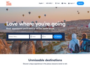 How getyourguide.jp looks like on a tablet such as an iPad.
