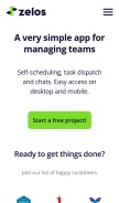 How getzelos.com looks like on a mobile device such as an iPhone.