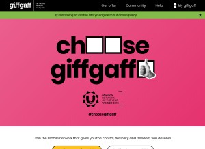 How giffgaff.com looks like on a tablet such as an iPad.