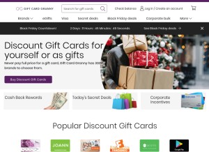 How giftcardgranny.com looks like on a tablet such as an iPad.