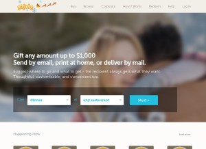 How giftly.com looks like on a tablet such as an iPad.