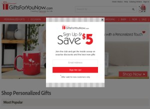 How giftsforyounow.com looks like on a tablet such as an iPad.