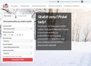 How giga-pneumatiky.cz looks like on a tablet such as an iPad.
