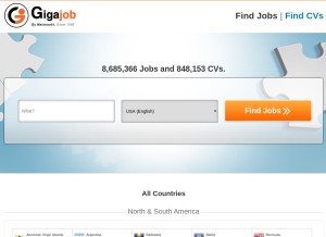 How gigajob.com looks like on a tablet such as an iPad.