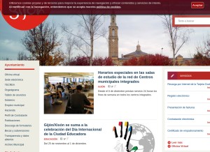 How gijon.es looks like on a tablet such as an iPad.