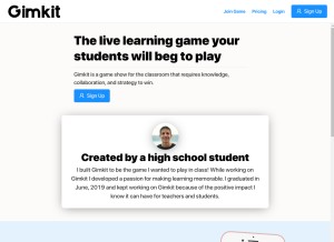 How gimkit.com looks like on a tablet such as an iPad.