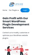 How gingerplugins.com looks like on a mobile device such as an iPhone.