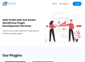 How gingerplugins.com looks like on a tablet such as an iPad.