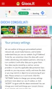 How gioco.it looks like on a mobile device such as an iPhone.