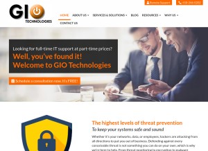 How giotechnologies.com looks like on a tablet such as an iPad.