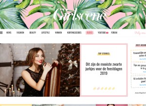 How girlscene.nl looks like on a tablet such as an iPad.