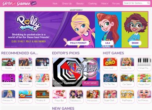 How girlsgogames.com looks like on a tablet such as an iPad.