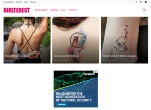 How girlterest.com looks like on a tablet such as an iPad.