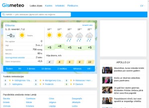 How gismeteo.lv looks like on a tablet such as an iPad.