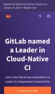 How gitlab.com looks like on a mobile device such as an iPhone.