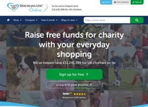 How giveasyoulive.com looks like on a tablet such as an iPad.