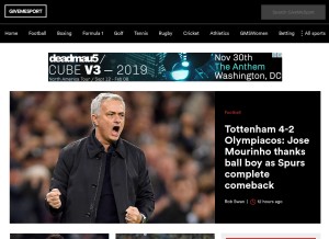 How givemesport.com looks like on a tablet such as an iPad.