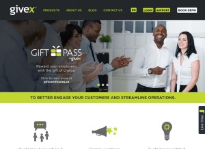 How givex.com looks like on a tablet such as an iPad.