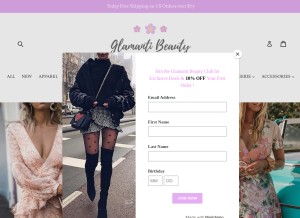 How glamantibeauty.com looks like on a tablet such as an iPad.